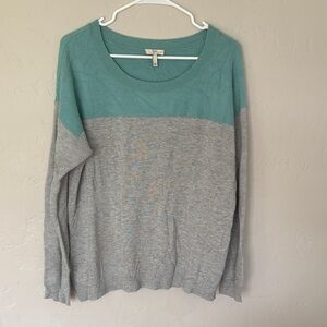 Joie Colorblock Mint Gray Wool Cashmere Blend Knit Sweater, Size Large